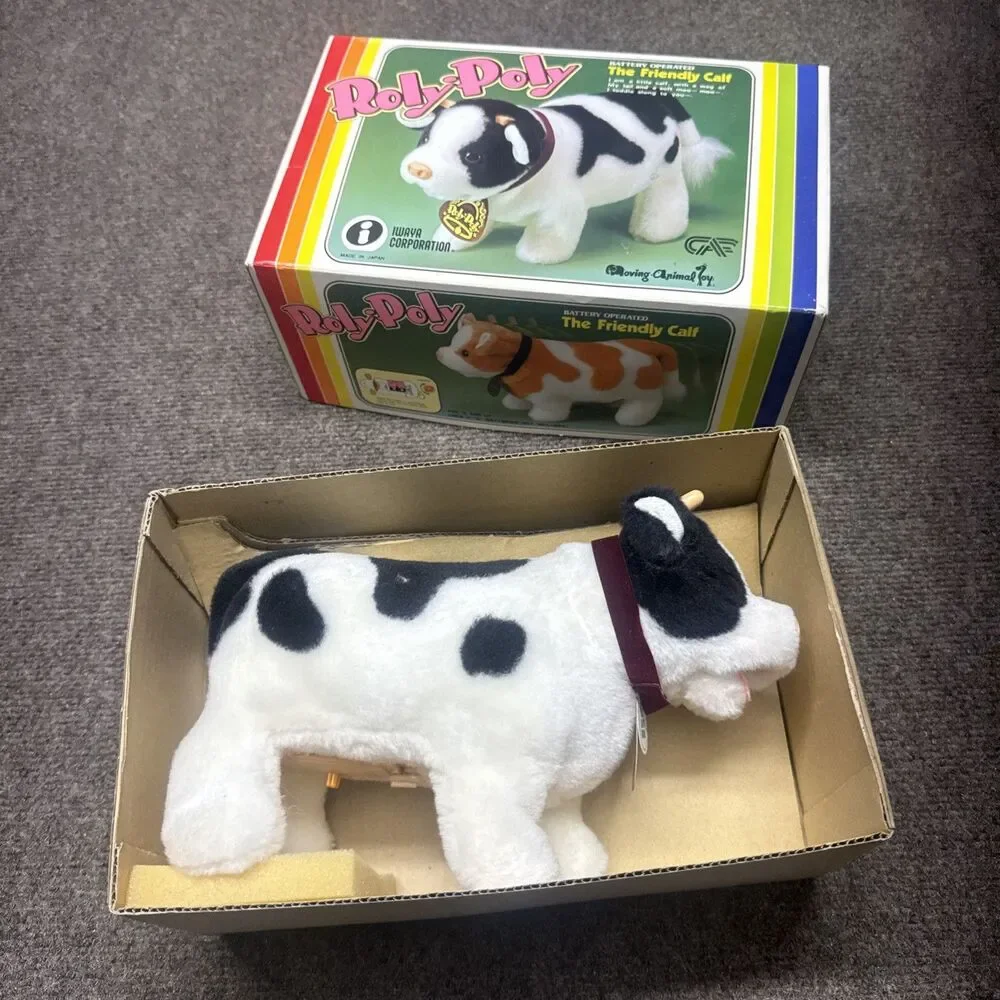 Vintage Iwaya Roly Poly the Friendly Calf Toy with Original Box